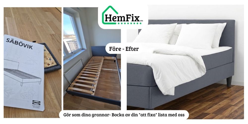 HemFix Linköping - Montering / Handyman Möbelmontering Teknikhjälp småfix Sovrum säng IKEA Fixarservice Hemmafixare Fixartjänst