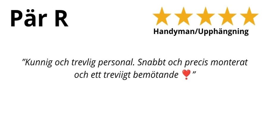 Kundrecension om snabb och professionell service från HemFix SmartTV , Teknikhjälp Tekniksupport Hemmafixare, Linköping TV på vägg