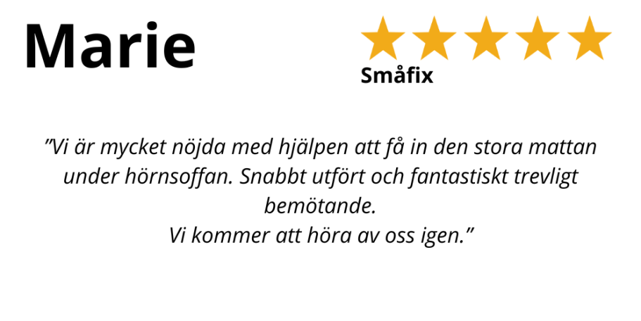 Femstjärnig kundrecension av HemFix Linköping för småfix i hemmet