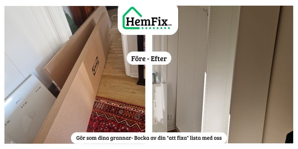 HemFix Linköping - Montering / Handyman Möbelmontering Teknikhjälp småfix Sovrum Garderob IKEA Fixarservice Hemmafixare Fixartjänst