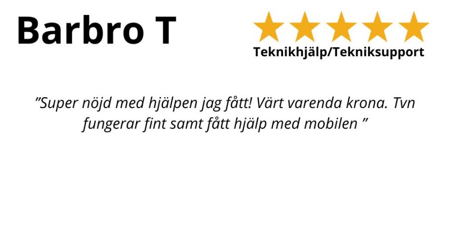 Kundrecension om snabb och professionell service från HemFix SmartTV , Teknikhjälp Tekniksupport Hemmafixare, Linköping TV på vägg